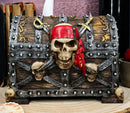 Large Caribbean Pirate Marauder Skull With Criss Cross Blades Treasure Chest Box