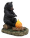 Ebros Rustic Forest Black Bear Warming Hands By Campfire LED Night Light Statue