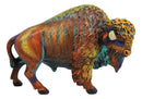 Ebros Gift Colorful Native American Bison Buffalo Figurine 9.25" Long Hand Painted Resin Sculpture Symbol of Abundance and Manifestation Animal Totem Spirit Home Accent Decor