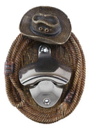 Country Rustic Western Cowboy Hat With Lasso Braided Ropes Beer Bottle Opener