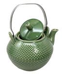 Ebros Gift Imperial Spotted Texture Teapot With Stainless Steel Handle 28oz (Green)