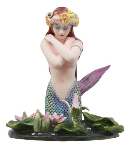 Ebros "Hundred Tears" Sorrowful Mermaid By Koi Fish Moon Pond With Lilies Figurine