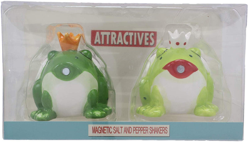 Ebros Frog Prince And Princess Kissing Ceramic Magnetic Salt And Pepper Shakers