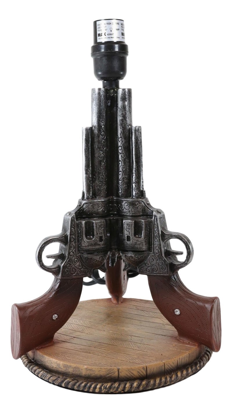 Western Wild West Triple Six Shooters Revolver Guns Side Table Lamp Statue Decor