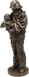 Ebros Gift Fireman Fire Fighter Holding Child Decorative Figurine 12" Tall Resin