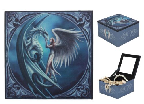 Ebros Silverback Dragon With Angel Small Jewelry Box With Mirror By Anne Stokes