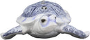 Ebros Ming Style Terracotta Blue and White Feng Shui Celestial Sea Turtle Statue with Crystals 7.5" Wide