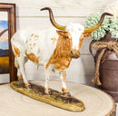 Ebros North American Longhorn Cattle Cow Steer On Grass Pasture Statue 9" Long