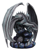 Ebros Grey Silverback Rock Adult Dragon & Egg Hatchling Statue 8"H Anne Stokes