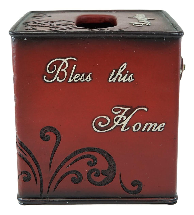 Rustic Western Family Love Bless This Home Scroll And Heart Tissue Box Cover