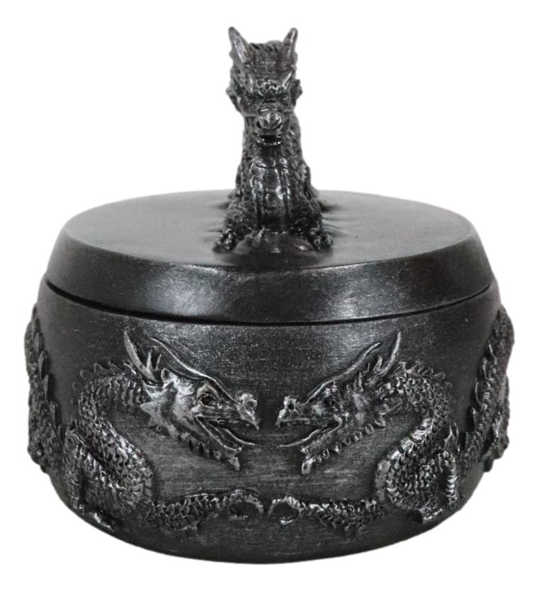 Oriental Dragon King Spirit Rune Flying Serpent Silver Decorative Jewelry Box