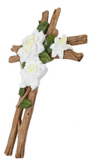 Rustic Western White Magnolia Flowers On Faux Wooden Branches Sympathy Wall Cros