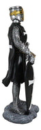 Black Cloak Medieval Crusader Swordsman With Shield Of Faith Knight Figurine