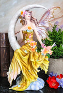 Nene Thomas Art Celestial Crescent Moon Earth Elemental Floral Fairy Statue 11"H