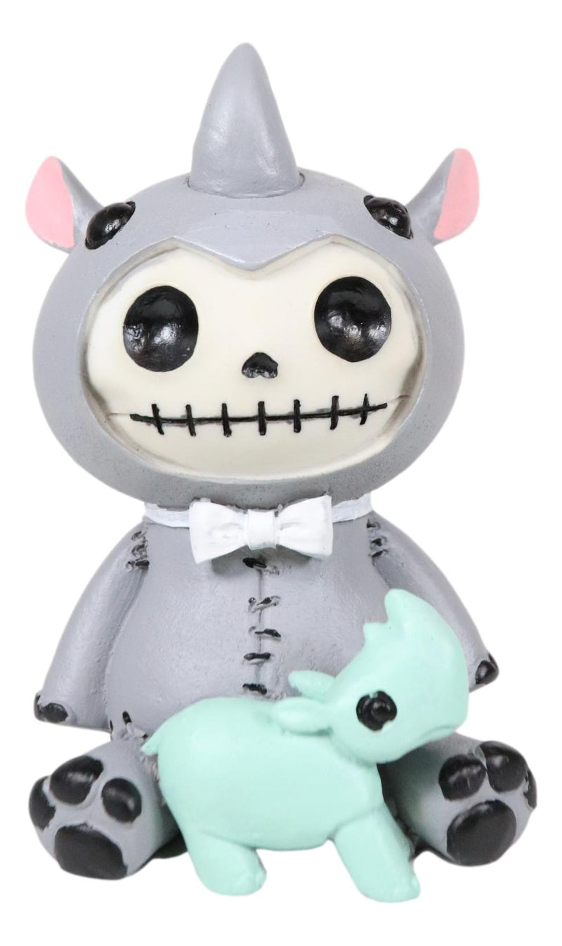 Ebros Larger Furrybones Pachy Buster The Rhino Collector Skeleton Figurine