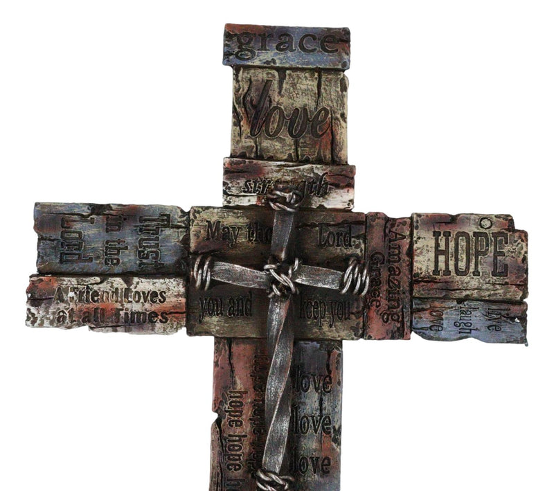 Rustic Western Christian Inspirational Words Of Faith Desktop Plaque Cross