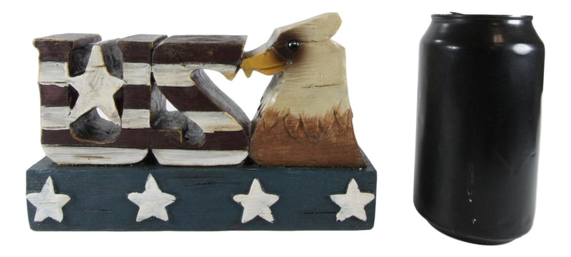 USA Patriotic Bald Eagle Word Art Sign USA American Flag Desktop Plaque Figurine