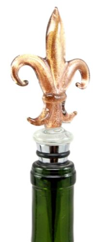 Bronze Color Acrylic French Fleur De Lis Wine Bottle Stopper Topper W/ Cork Bar