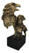 9"H American Bald Eagles Family Busts Figurine With Black Pedestal Eagle Decor