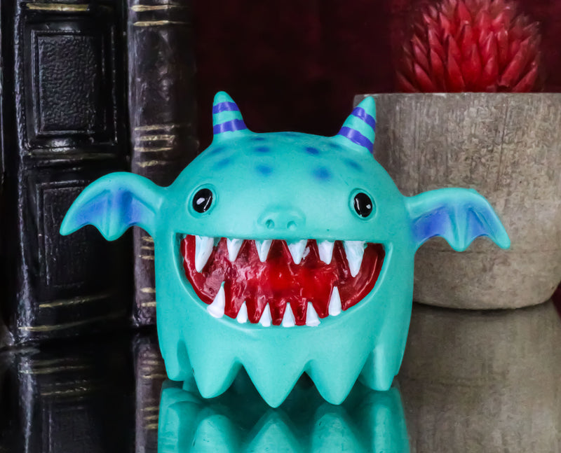 Underbedz Turquoise Polkadot Daemon Winged Imp Monster With Horns Figurine