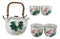 Feng Shui Auspicious Koi Fish Pair In Lily Pond Ceramic Teapot & 4 Tea Cups Set