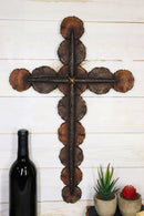 Christian Rustic Tree Bark Log Circles With Layered Nail Spikes Wall Cross