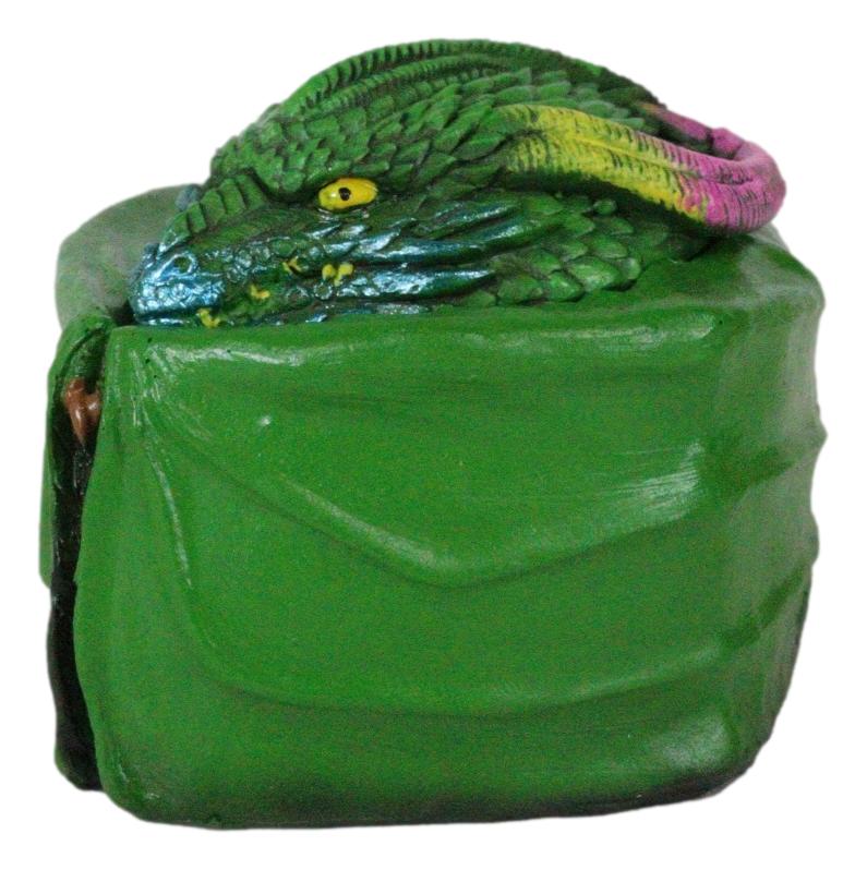 Hibernating Dragon Green Serpent Drake Small Stash Trinket Jewelry Box Figurine