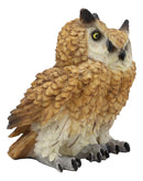 Ebros Mystical Two Brown Great Horned Owl Couple Statue 7.25"Tall Whimsical Forest Nocturnal Taxidermy Owls Figurine