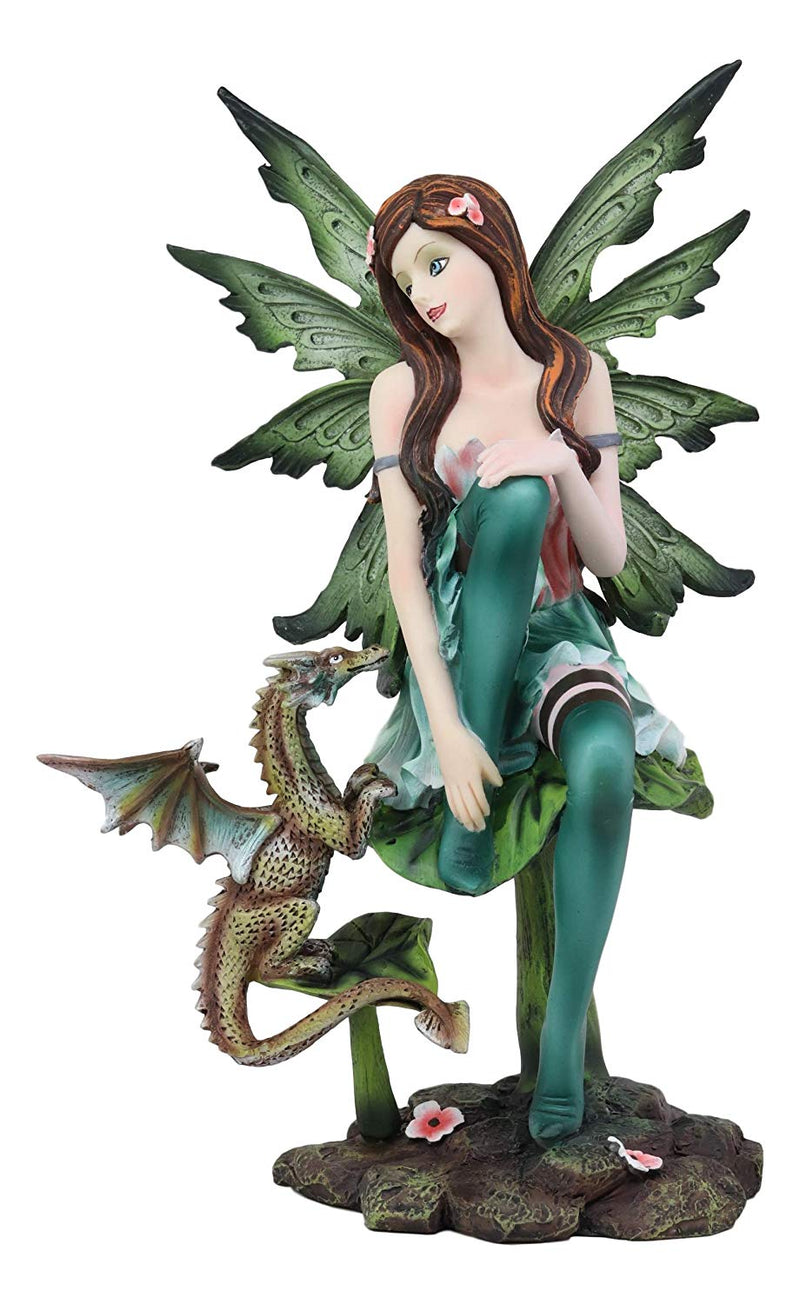 Beautiful Earth Gaia Fairy Goddess With Moss Jade Dragon Figurine Meadows  of