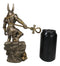 Egyptian Jackal God Anubis With Ankh Spear On Skull Graveyard Bronzed Figurine