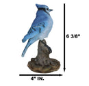 Wildlife Blue Jay Passerine Bird Perching on Tree Stump Spring Bouncing Figurine