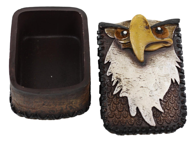 American Bald Eagle Head And Feathers Prints Decorative Jewelry Box Figurine