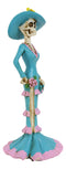 Day Of The Dead Blue Socialite Senorita Fashion Ballroom Skeleton Lady Statue