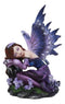 Sleeping Purple Lavender Girl Fairy Garden Statue 4.5"Tall Twilight Fae Pixie