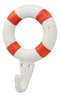 Ebros Gift 6.5"Tall Cast Iron Nautical Coastal Sailor Lifeguard Life Ring Buoy White With Red Stripes Wall Hook (2) - Ebros Gift