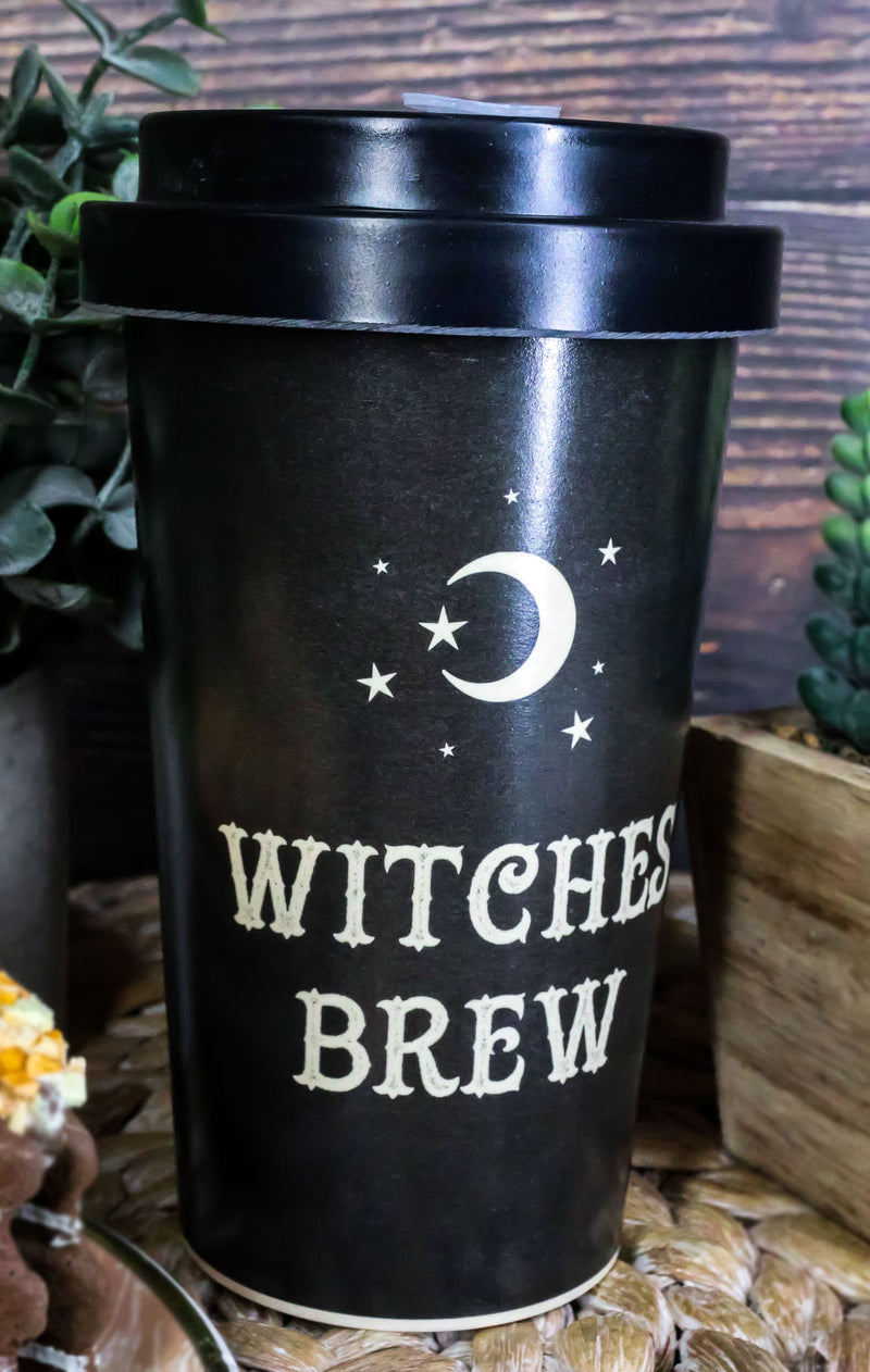 Witches Brew Crescent Moon Stars Reusable Bamboo Travel Mug Cup W/ Lid & Sleeve