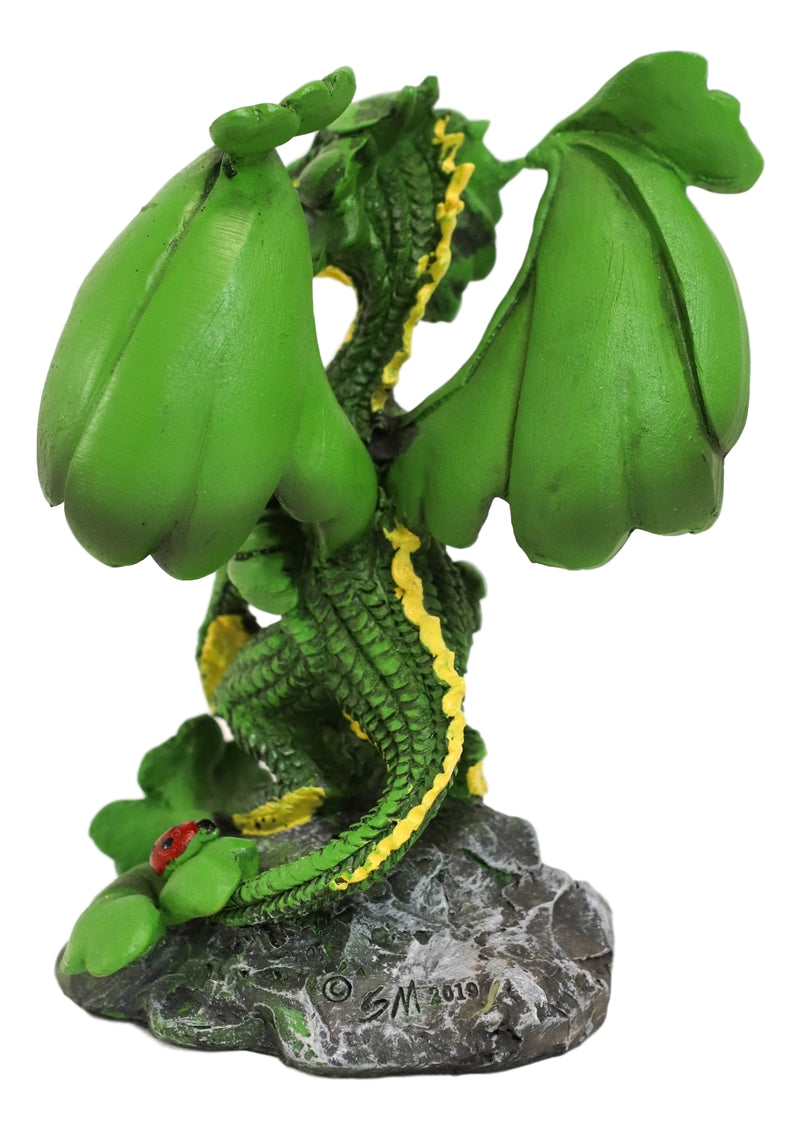 Ebros Colorful Green Irish Lucky Clover Dragon with Ladybugs Statue by Stanley Morrison