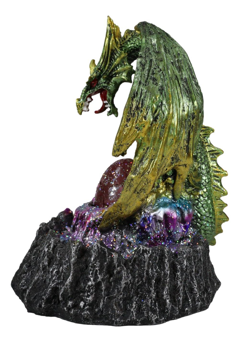 Ebros Spell Caster Fantasy Green Dragon By Egg Volcano LED Light Figurine