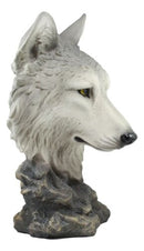 Realistic Large Gray Wolf Head Bust Statue 16"Tall Blood Lust Timberwolf Decor