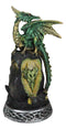 Ebros Green Dragon with LED Light On Crystal Mountain 7.5 Inches Tall Collection