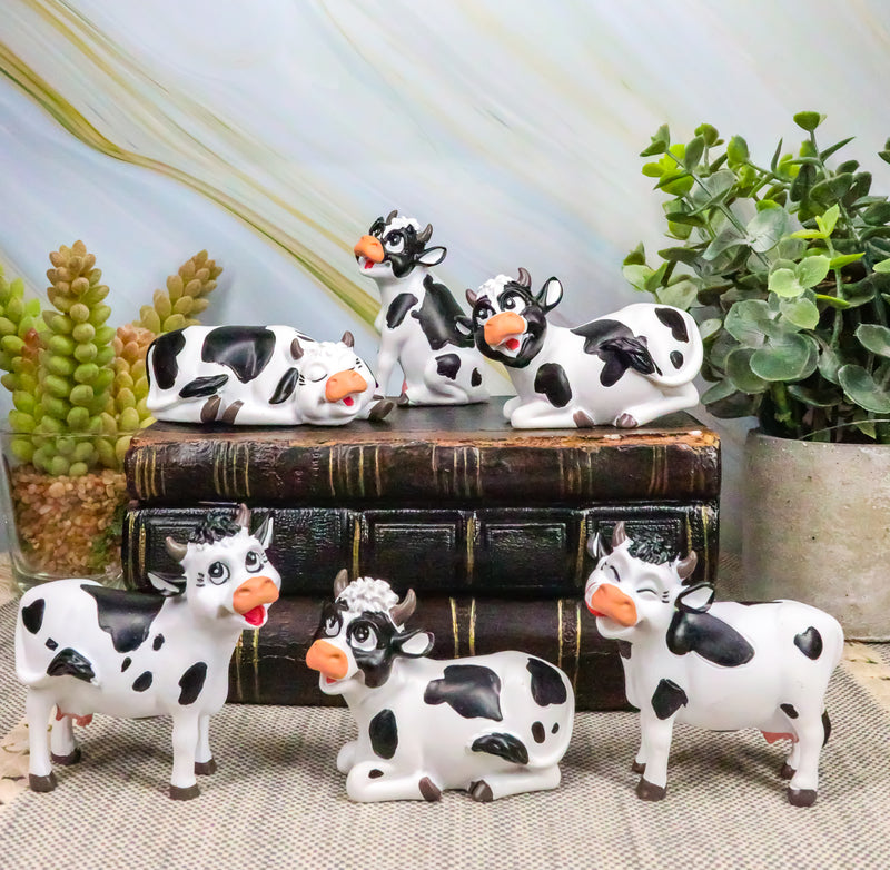 Ebros Set of 6 Whimsical Cute Bovine Cows Figurine Cattle Cow Animal Collectible