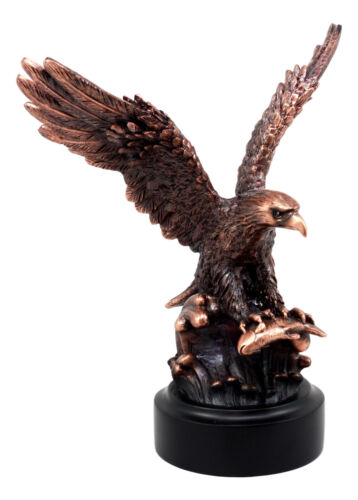 Wings of Glory Bald Eagle With American Flag Bronze Electroplated Figurine