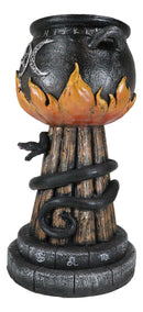 Wicca Triple Moon Witch Cauldron With Snake And Sacred Geometry Candle Holder