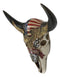 Western Patriotic Bull Cow Skull W/ American Flag Bald Eagle Marine Wall Decor