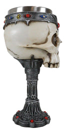 Medieval Cursed Skull With King Crown Diadem Gems Gothic Wine Goblet Chalice Cup