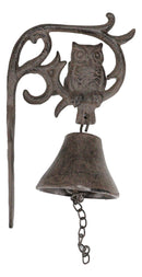 Cast Iron Rustic Western Wise Owl On Branch Scrolls Door Wall Dinner Yard Bell