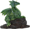 Ebros Green Unicorn Horned Dragon On Rock Figurine 5" Tall Fantasy Decor