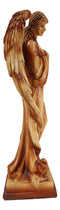 Ebros Country Guardian Prayer Angel Standing W/ Hand On Heart Woodlike Sculpture