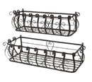 Set of 2 Parisian Cast Iron Black Scrollwork Wall Planter Bracket Shelf Box