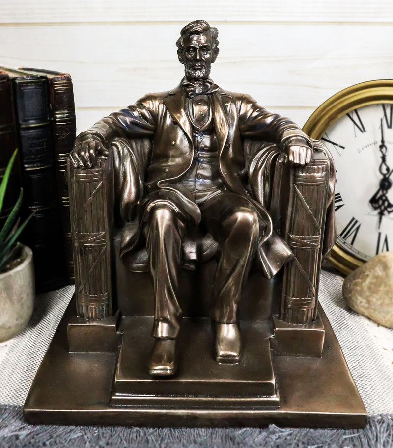 Bronzed Seated Abraham Lincoln Figurine 8"H Lincoln Memorial Colossal Sculpture